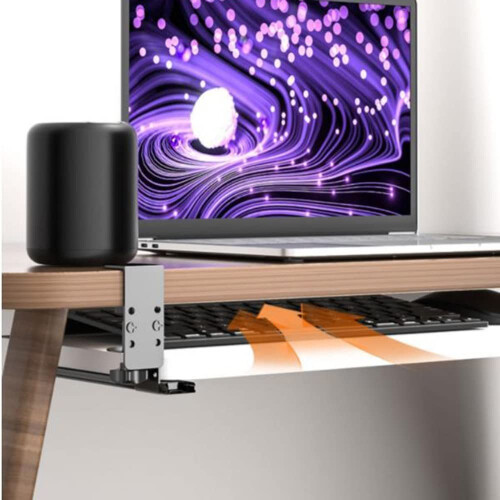 Under Desk Keyboard Tray, PullOut Adjustable Height, SpaceSaving, Black, 25 x 65 cm 1