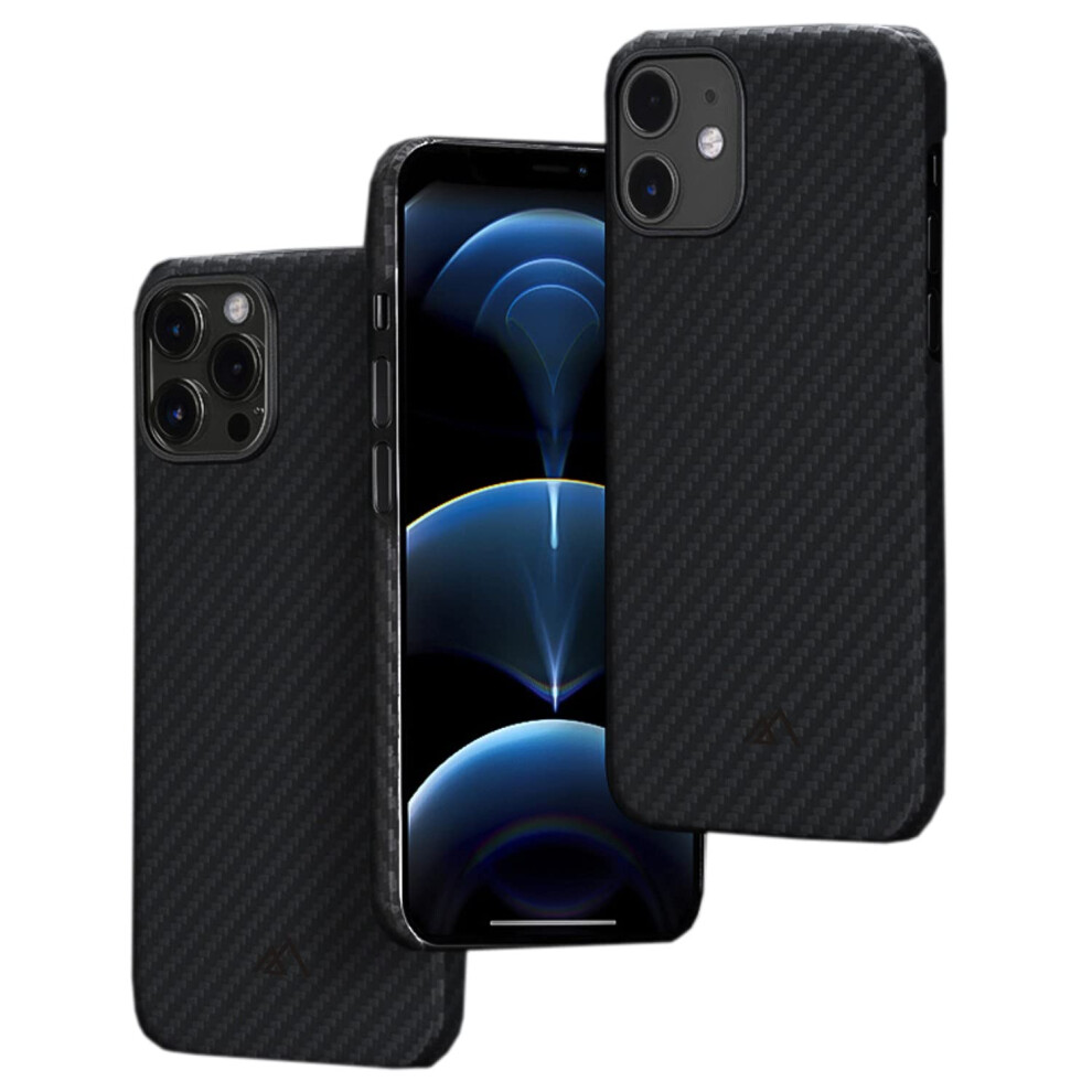 Case For Iphone 12 Slim Aramid Fiber Twill Texture Carbon Style Lightweight Wireless Charging Compatible Black/Grey 9455672309158