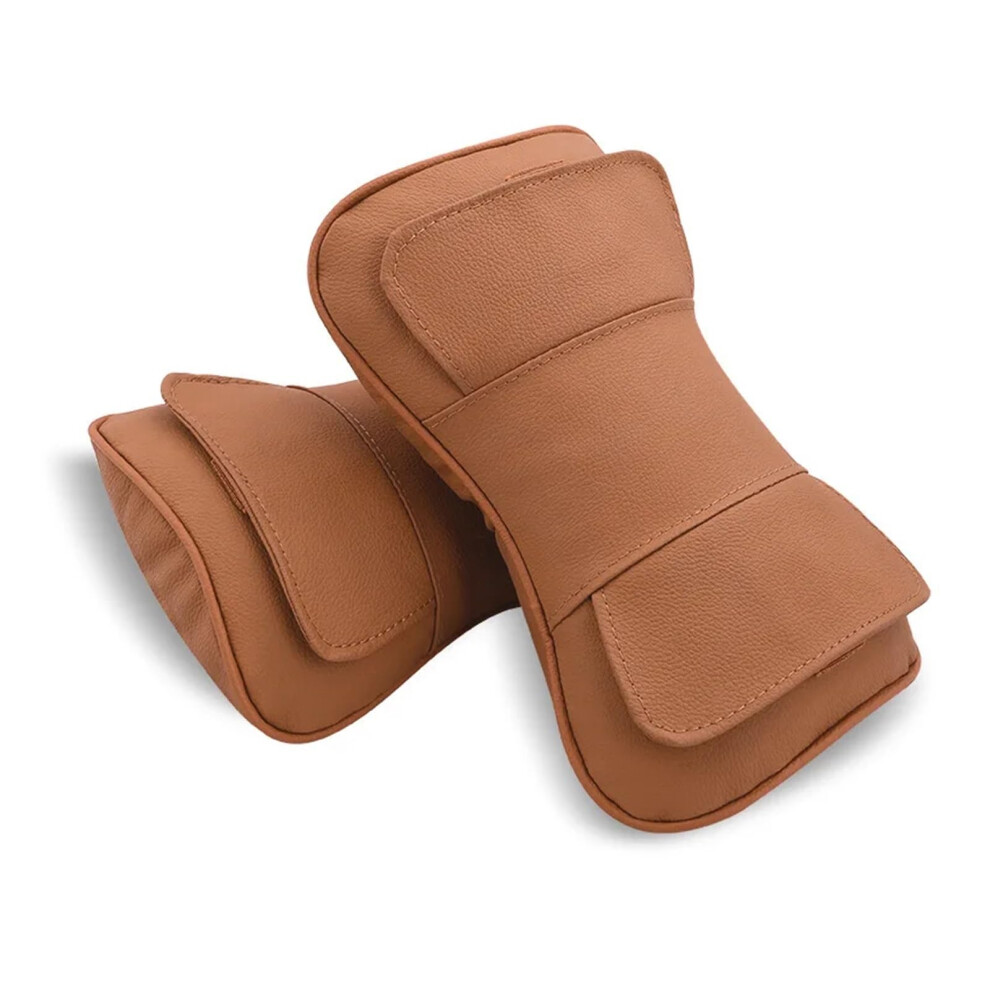 Leather Car Headrest Pillow Set, Ergonomic Neck Support Cushion For Car, (2Pcs) Brown 9771547636533