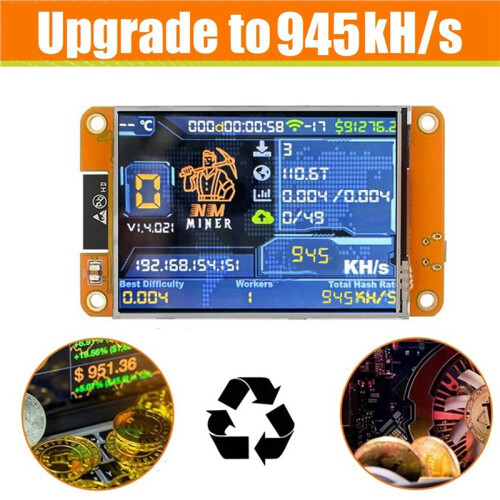 4X NMiner NerdMiner 945KH/S Harshrate 2,8 Polegadas  Display Bitcoin Crypto Solo Lottery Miner NerdMiner Atualizado 2
