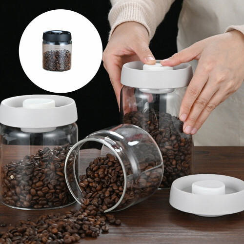 Press To Vacuum Coffee Container Leakproof-black cover 1800ml 1