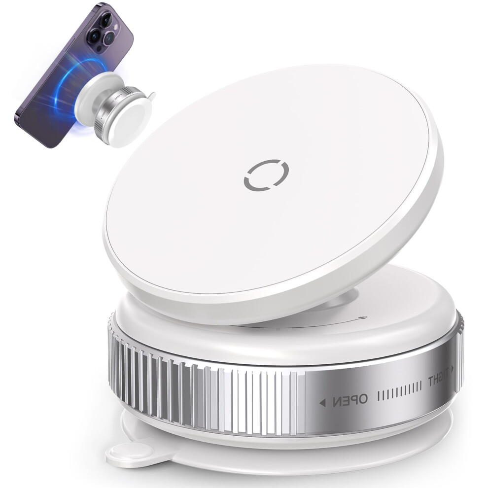 Magnetic Phone Mount With 360 Rotation And Vacuum Suction Cup For Car Gym Mirror Surfaces White 9092120795387