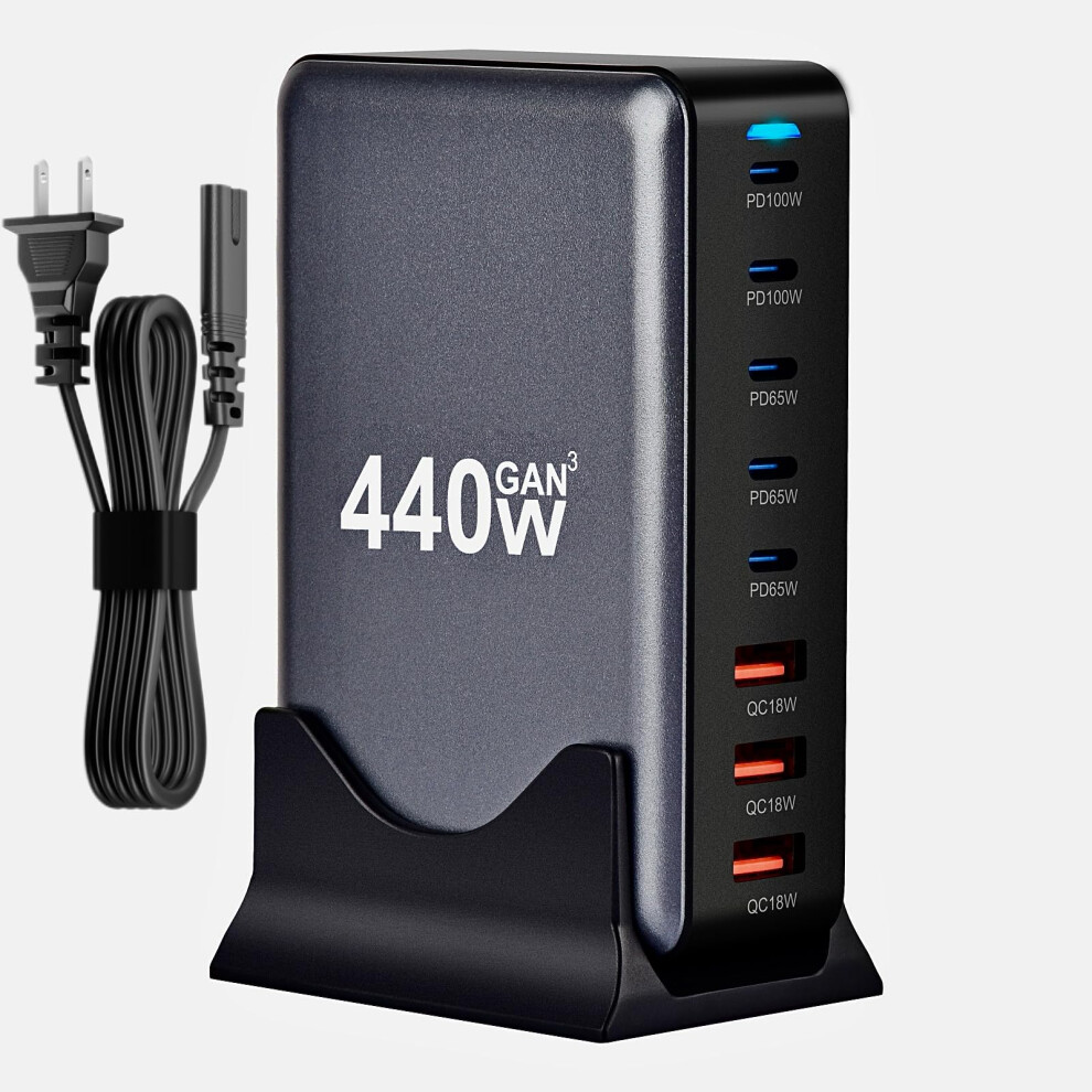 440W Usb C Charging Station With 8Port Gan Fast Charger For Macbook Iphone And Multidevice Use 9092120795530