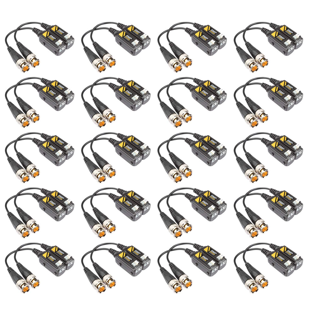 20 Pairs Bnc Passive Video Balun For Cctv, Supports Up To 8Mp, Utp Cat5/6, Antiinterference 9455672309400