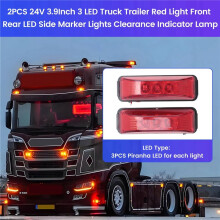 4 Uds 24V 3,9 Pulgadas 3 LED Camión Remolque Luz Roja Delantera Trasera LED Luces de Posición Lateral Luz