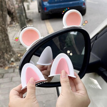 2 Pairs Cute Cat Ear Car Mirror Decorations for Women Drivers, PeelandStick Durable Accessory