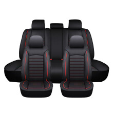 Faux Leather Car Seat Covers Full Set for BYD F6, Waterproof Scratch Resistant Black Red Design