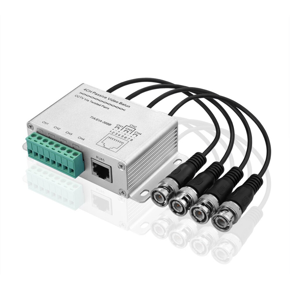 4 Channel Passive Hd Video Balun Bnc To Rj45 Converter For Cctv Over Cat5 Cat6 Cable 9092120796292
