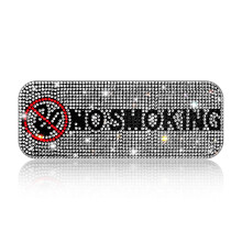 Rhinestone No Smoking Decal for Car Window or Office Door, Crystal Sparkle Sticker with Strong Adhesion
