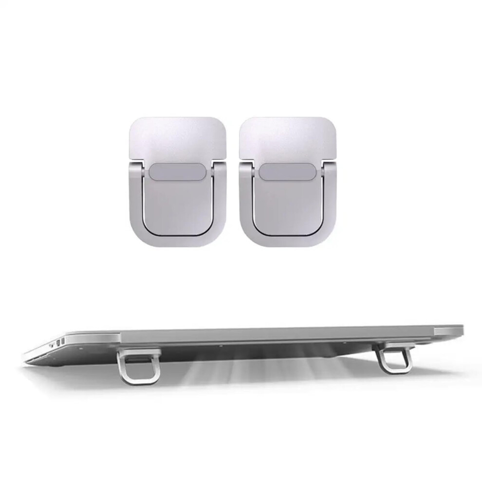 2Pcs Laptop Stand With Reusable Adhesive Feet, Foldable Slim Riser For Desk And Enhanced Cooling Silver 9073542732600