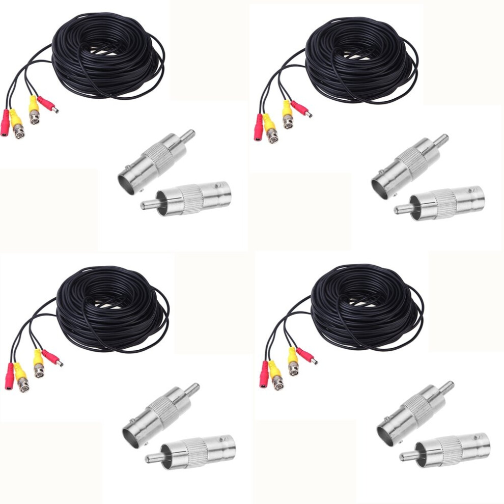 98Ft Bnc Cctv Camera Cable 4 Pack Allinone Video Power Extension Pure Copper For Dvr Systems 9092120796919