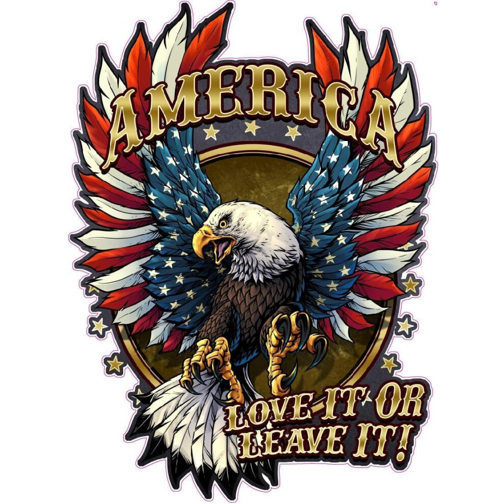 American Flag Decal Bald Eagle Sticker Waterproof Vinyl Usa Patriotic Eagle 9X6 Inch For Cars Trucks Suvs 9073542732624