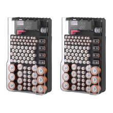 2X the Battery Storage Case,Organizer with Hinged Clear Cover, with Battery Tester, Holds 93 Batteries Various Sizes