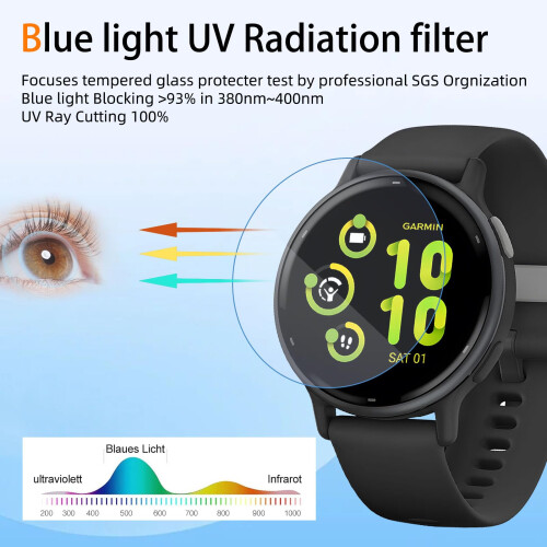 Blue Light Blocking Screen Protector Soft TPU Clear Film HD Touch Sensitive 6 Pack for Garmin Vivoactive 5 2