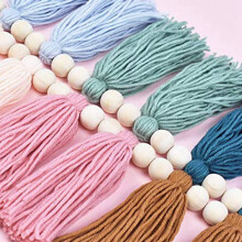2X Boho Tassel Garland with Wood Bead Earth Toned Rainbow Garland for Classroom Nursery Party Kids Bedroom Room Dorm A