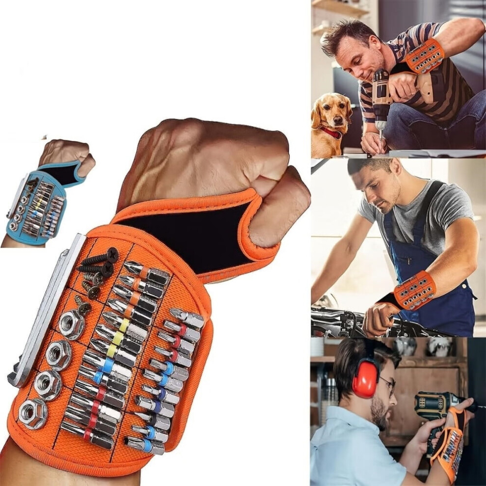 Magnetic Wristband With Super Strong Magnets Holds Screws, Nails, Drill Bits Â Compatible With Diy, Mechanics & Handymen 9365509613603
