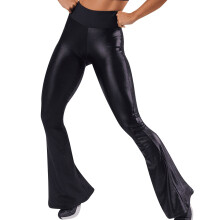 Uitlopende leggings voor dames, uitlopende leggings, damesleggings, imitatieleer, flared pijpen, elastische slim fit leren broek, uitlopende