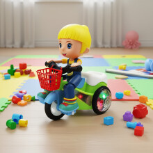 Motociclista Giocattolo Musicale per Bambini 2-5+, Luci Rotanti a 360, Giocattolo Educativo con Luci Colorate – Compatibile con Natale,