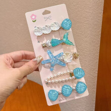 Ensemble de pinces à cheveux coquillage, perle et étoile de mer pour femmes et filles, pinces à cheveux princesse crocodile, accessoires de