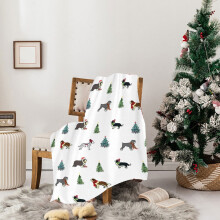Couverture de Noël pour chien, motif chien mignon, cadeau idéal pour les fêtes d'hiver, douce, légère et confortable en flanelle peluche,