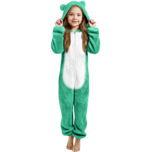 Set pigiama intero imbottito con orecchie d'orso e cappuccio, foderato in peluche, taglia 3-12, 140 pezzi, verde.