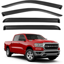 Raamvizieren/regenbeschermers voor Dodge Ram 1500 Crew Cab (nieuw model) 2019-2025, windgeleiders voor de buitenste kanalen – compatibel met Ram