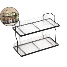 Stainless Steel Kitchen Shelf & Spice Rack – Countertop Organizer with Drainage, Over Sink, Compatible with Utensils, Sponges, Spices