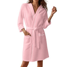 Accappatoio da donna leggero a maniche a 3/4, lunghezza al ginocchio, stile kimono, ideale per spa.