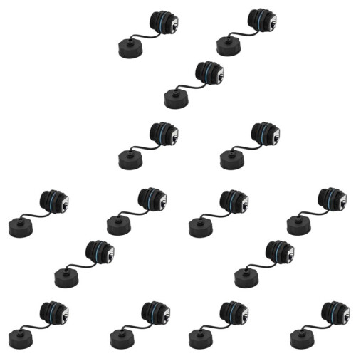 15PCS Panel Mounting RJ45 Waterproof Connector Ethernet LAN Cable Connector Double  Adapter with Dust Cap