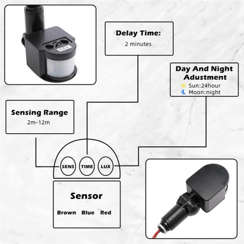 9 Pcs Black Motion Detectors Motion Sensor Light  Outdoor Pir Direct Current 12V Motion Sensor Pir Sensor 2