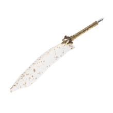Feather Pen Set with 10 Nibs & Ink Bottle – White, 11.5x28cm