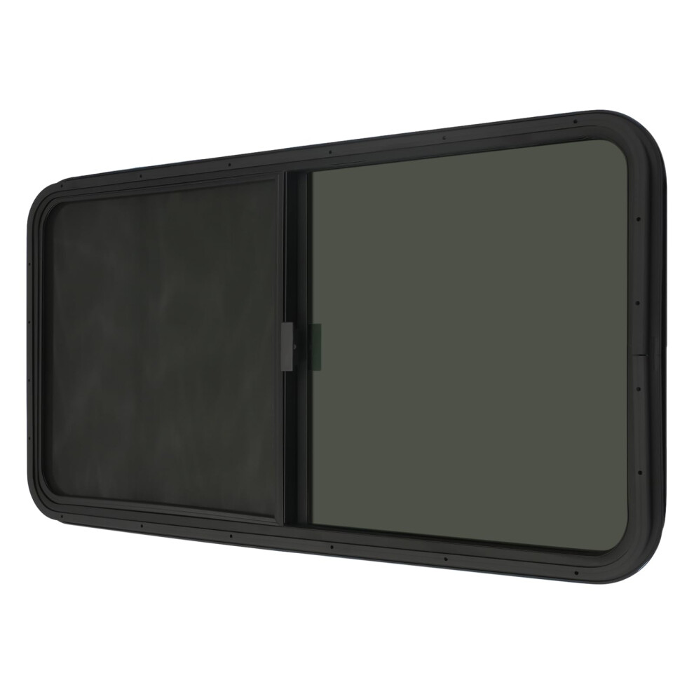 24X20 Rv Window Replacement With Privacy Tinted Glass, Frame Sliding Window For Camper Van Black 9330225105695