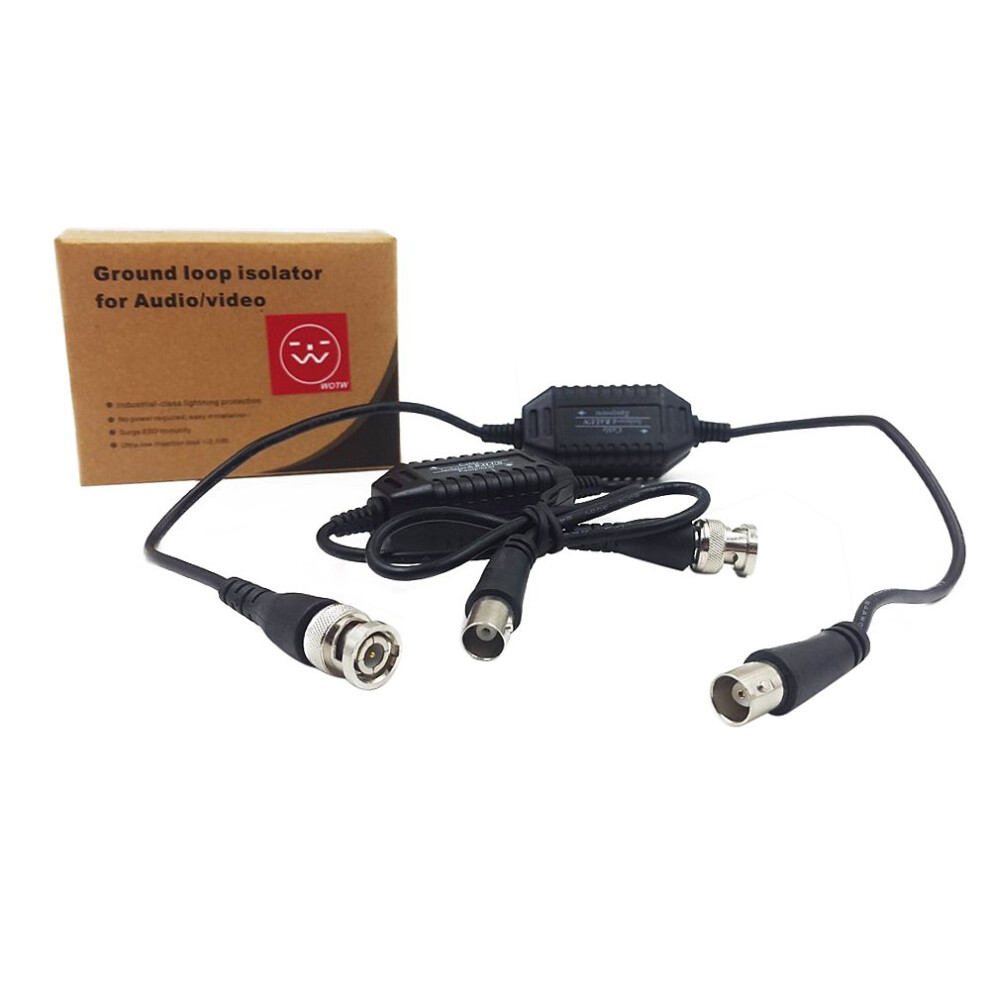 2Pcs 18' Cctv Ground Loop Isolator Bnc Male To Female With Builtin Video Balun 9092120798289