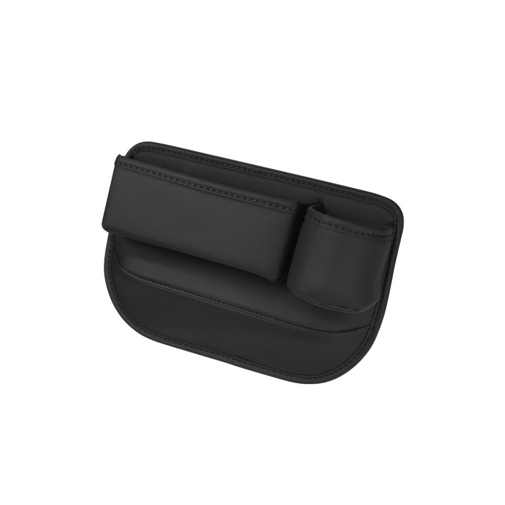 Leather Car Seat Gap Filler Organizer With BuiltâIn Cup Holder, Extra Storage, Passenger Seat Black 9092120216431