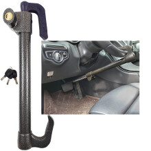 Universal Steering Wheel Lock Black, Heavy Duty Car AntiTheft Device for Clutch and Brake Pedal