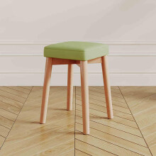 Wooden Bar Stools Matcha Green Backless Padded Stackable Counter Chairs with AntiSlip Feet for Home