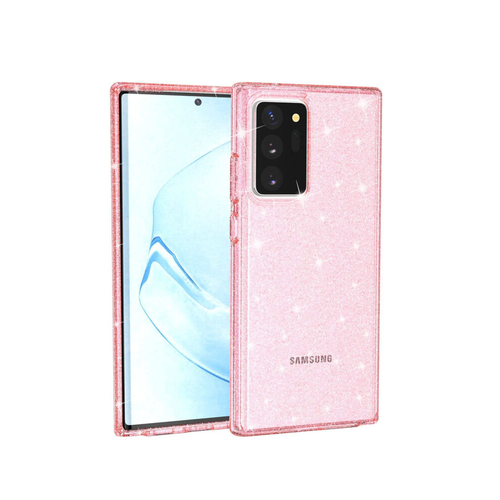 Clear Glitter Shockproof Case For Samsung Galaxy S23 Ultra Or S23 Plus, Sparkly Soft Tpu Protective Cover Pink 9330225034889