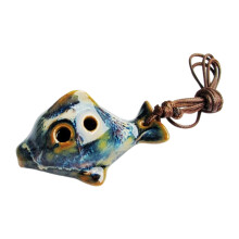 Unique Hand Painted Ceramic Ocarina-02 flower glaze blue