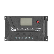 20A PWM Solar Charge Controller for RV Off Grid Use, Reliable Solar Panel Regulator Black