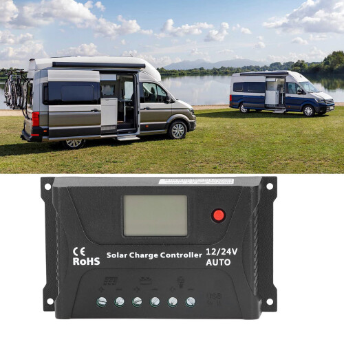 20A PWM Solar Charge Controller for RV Off Grid Use, Reliable Solar Panel Regulator Black 1
