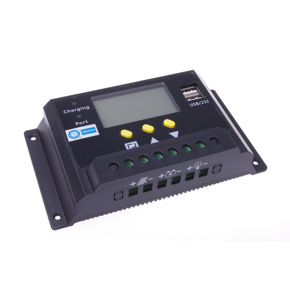 48V 30A Pwm Solar Charge Controller With Lcd, Dual Usb, 1440W Support And Overcharge Protection 9092120799637