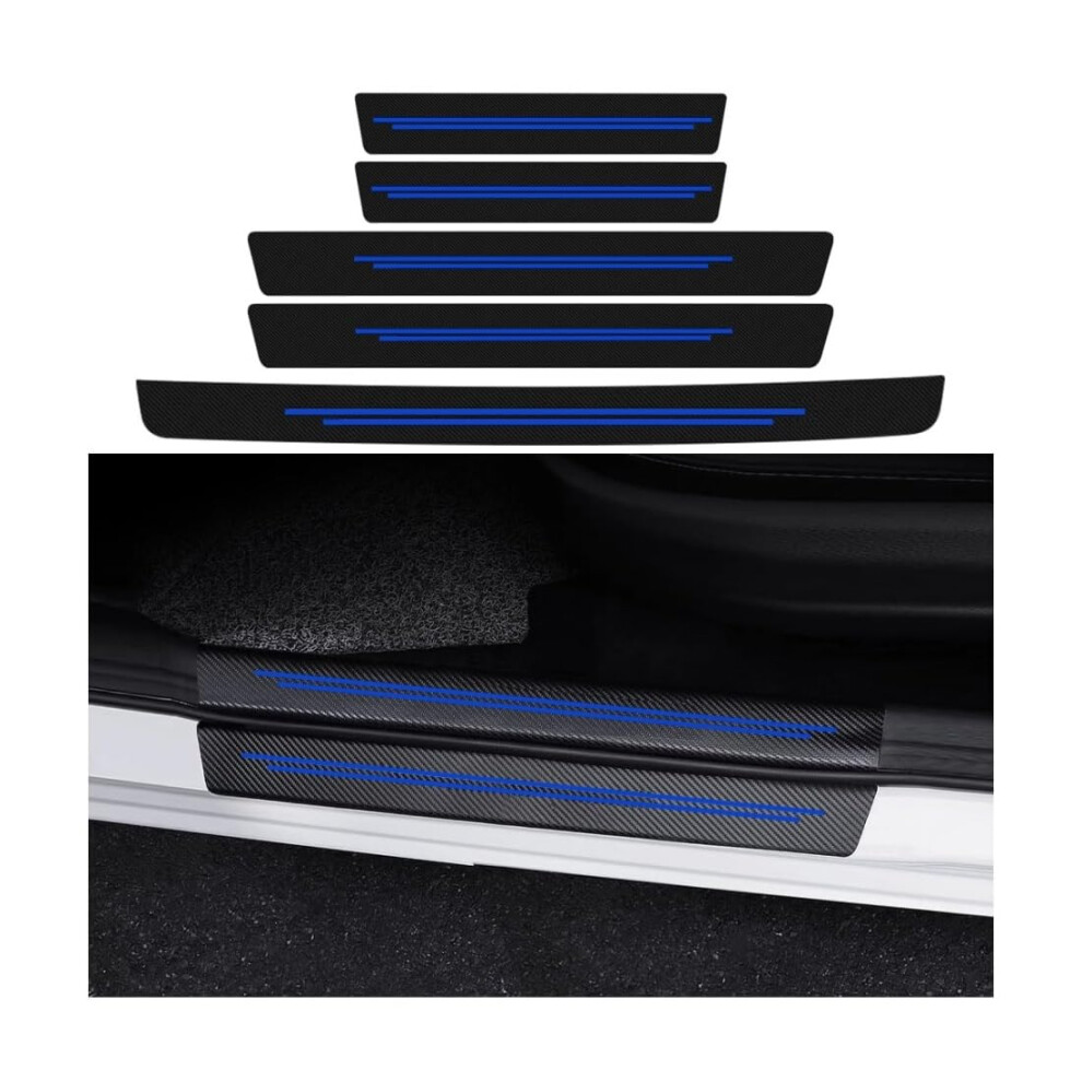 5Pcs Carbon Fiber Car Door Sill Protector For Chevrolet Colorado Extended Cab 2015Â2020, ScratchâResistant Guard Stickers Blue 9771547593225
