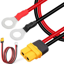XT60H Female to M8 Ring Terminal Cable 12AWG 1m Pack of 2 for RC LiPo Battery and FPV Drone