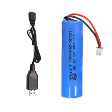 18650 Rechargeable Battery 3.7V 2600mAh Liion with XH2P Plug and USB Charger for RC Cars and Flashlights