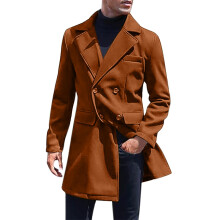 Trench da uomo urbano, giacca a vento lunga con doppio risvolto, casual, ampia, da lavoro, autunno/inverno, cappotto anorak tinta unita
