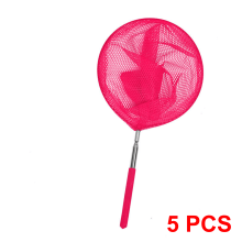 Mini-Teleskop-Skimmingnetz, Schwimmbad-Skimmingnetz mit Stange für Pool, Teich, Badewanne und Außenbereich, 5-teilig, rosa