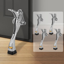 4-Pack Kickdown Door Stoppers, Semi-Automatic Satin Nickel, Adjustable Height & Rubber Tip, Heavy Duty Door Holders