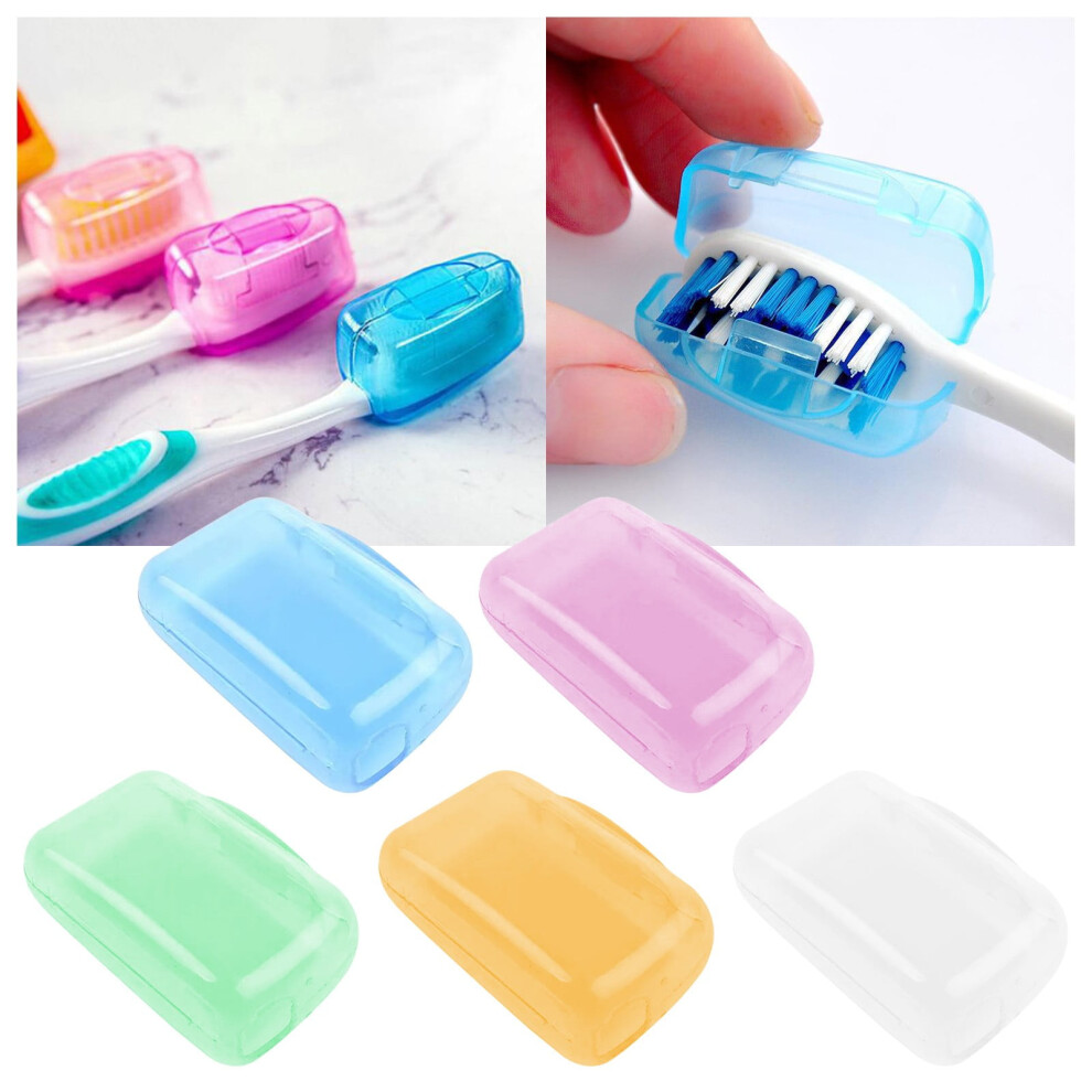 5pc Travel Toothbrush Set with Head Covers and Portable Protective for Superior Oral Hygiene