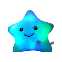 Cuscino decorativo in morbido peluche a forma di stella luminosa a LED da 9,5", ideale per San Valentino, compleanni e decorazioni per la casa (blu).