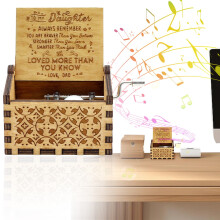 Lasergravierte Spieluhr aus Holz – Vintage-Handkurbel, Sonnenmotiv, Geschenk von der Tochter an die Mutter zum Geburtstag, Jahrestag oder